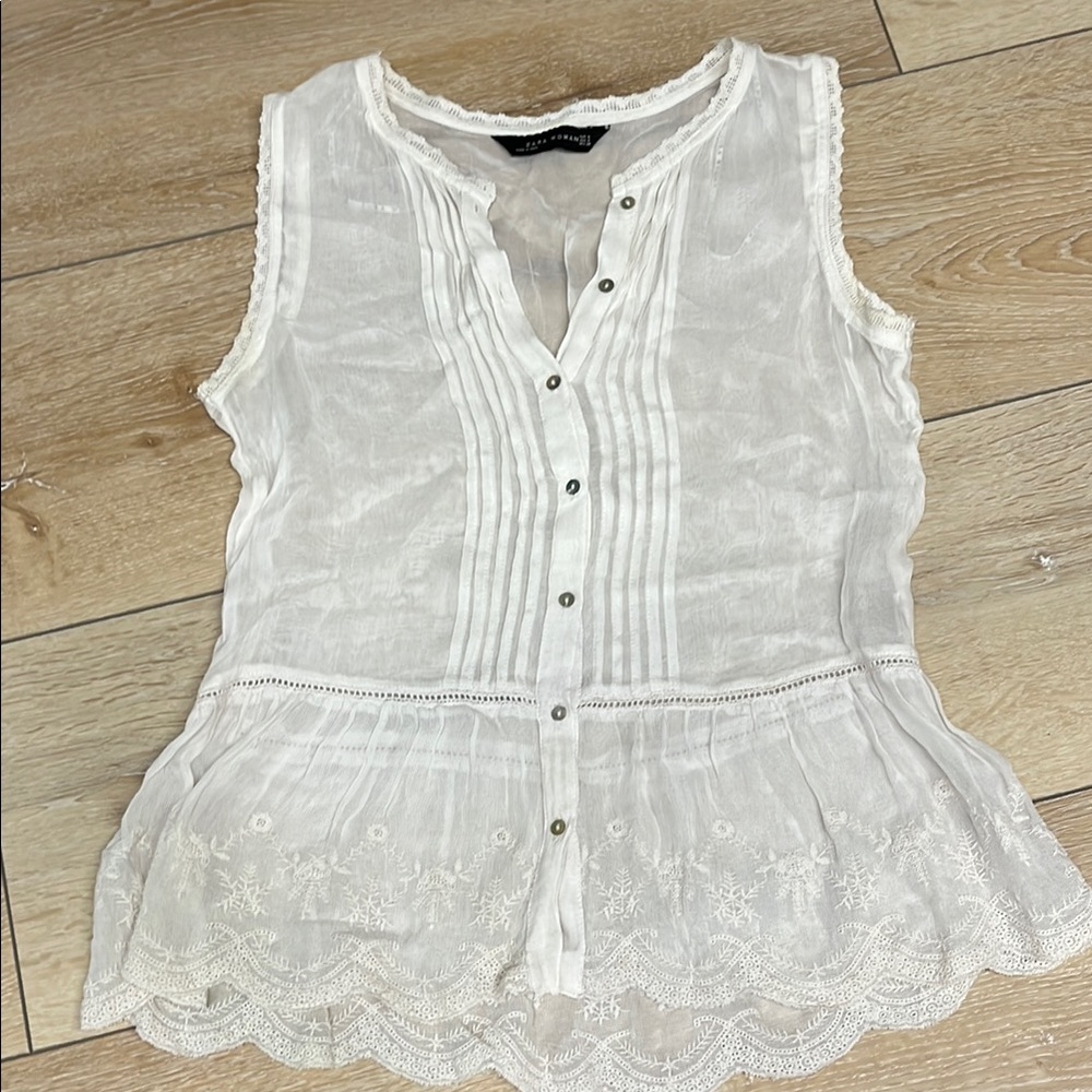 Zara White Sleeveless Top